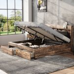 Lit coffre 140x200 cm, lit double hydraulique, lit adulte avec tte de lit coffre et sommier  lattes ...