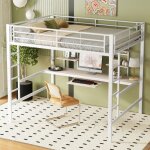 Lit mezzanine 140x200 cm, lit en mtal avec bureau et 2 tagres, pour enfants, adolescents et adultes, ...