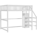 Lit mezzanine 140x200 cm avec escalier - lit enfant avec �tag�re de rangement et armoire simple - bois ...