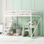 Fortuna lai - lit mezzanine 140x200cm pour enfant, lit surlev vec chelle de scurit, sommier  lattes, ...