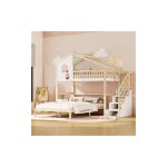 Wishdor - lit mezzanine 90200 cm avec barrires de lit, chelle de rangement, fentre, garde - corps, ...