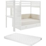 Lit mezzanine 90 x 190 cm avec sofa convertible - pin et mdf - blanc + matelas - orpelia