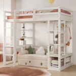 Tanant - lit mezzanine 90 x 200 cm, lit enfant avec bureau et cintre, protection antichute, escalier, ... Tanant - lit mezzanine 90 x 200 cm, lit enfant avec bureau et cintre, protection antichute, escalier, ...