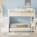 Tanant - lit mezzanine 90 x 200 cm, lit enfant avec penderie et rangements, échelle de sécurité, barrières ... Tanant - lit mezzanine 90 x 200 cm, lit enfant avec penderie et rangements, échelle de sécurité, barrières ...