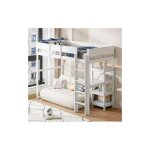 Wishdor - lit mezzanine 140x200cm, avec �chelle s�curis�e, armoire? lit pour enfants et adultes, sans ...