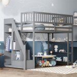 Lit mezzanine 90x200cm, lit endant avec penderie, étagères et rangements avec étagères et rangements, ... Lit mezzanine 90x200cm, lit endant avec penderie, étagères et rangements avec étagères et rangements, ...