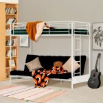 Lit mezzanine avec banquette convertible sans matelas - style industriel métal blanc - sommiers inclus ... Lit mezzanine avec banquette convertible sans matelas - style industriel métal blanc - sommiers inclus ...