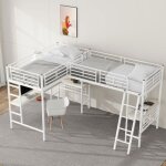 Lit mezzanine enfant 90200 cm lit 1 personne 2 place table sous le lit, double escalier, garde - corps ...