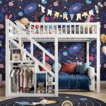 Lit mezzanine enfant 90x200 cm en bois massif blanc avec escalier de rangement - lit sur�lev� s�curis� ...