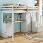 Wishdor - lit mezzanine enfant 90x200 cm, lit mezzanine avec bureau et armoire, escalier, tiroirs, sans ... Wishdor - lit mezzanine enfant 90x200 cm, lit mezzanine avec bureau et armoire, escalier, tiroirs, sans ...