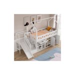 Lit mezzanine enfant 90x200 cm, lit enfant avec toboggan et escalier, tiroirs et rangements, porte magn�tique, ...