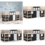 Lit mezzanine enfants avec rideaux sans matelas 90x190 cm - lit mezzanine enfant - lit plateforme enfant ...