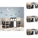 Lit mezzanine enfants avec rideaux sans matelas 90x190 cm - lit mezzanine enfant - lit plateforme enfant ...