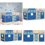 Lit mezzanine enfants avec rideaux sans matelas bleu 90x200cm - lit mezzanine enfant - lit plateforme ... Lit mezzanine enfants avec rideaux sans matelas bleu 90x200cm - lit mezzanine enfant - lit plateforme ...