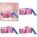 Lit mezzanine enfants avec rideaux sans matelas rose 80x200cm - lit mezzanine enfant - lit cabane - lit ... Lit mezzanine enfants avec rideaux sans matelas rose 80x200cm - lit mezzanine enfant - lit cabane - lit ...