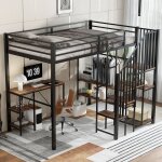 Lit mezzanine en mtal 120 x 200, lit mezzanine adapt aux enfants et aux adolescents, armoire d'escalier ...