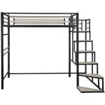Habitat et jardin - lit mezzanine en mtal avec escalier 'lena' - 140 x 190 cm - noir
