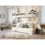 Kids literie - lit mezzanine et canape safino 90 x 200 / 140 x 200 blanc - blanc