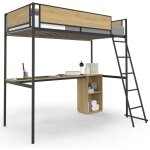 Idmarket - lit mezzanine simple detroit avec bureau et rangements 90 x 190 cm design industriel Idmarket - lit mezzanine simple detroit avec bureau et rangements 90 x 190 cm design industriel