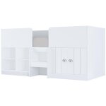 Vente - unique - lit mi - hauteur 90 x 190 cm avec rangements - coloris : blanc - boutanio