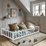 Terre de nuit - lit inspiration montessori enfant � barreaux blanc 90x190