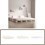 Lit de palette blanc 160x200 cm bois de pin massif - lit plateforme - lit bois - lit design - lit double ...