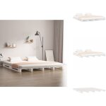Lit de palette blanc 200x200 cm bois de pin massif - lit plateforme - lit bois - lit design - lit double ...