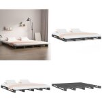Vidaxl - lit de palette sans matelas gris 200x200 cm bois massif - lit plateforme - lit bois - lit design ...