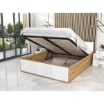 Kids literie - lit panama t 140x200 + coffre - sommier inclus chne - blanc