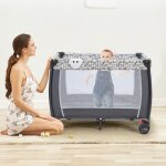 Lit parapluie b�b� pliant 4 en 1 avec matelas filet amovible r�glable table � langer sac de transport ...