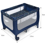 Lit parapluie et parc 2 en 1 lit enfant pliable 125 x 65 x 76 cm bleu