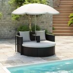 Lit de avec parasol noir r�sine tress�e