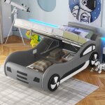 Okwish - lit enfant 90x200 cm lit voiture avec sommier à lattes et espace de rangement sous le lit, en ... Okwish - lit enfant 90x200 cm lit voiture avec sommier à lattes et espace de rangement sous le lit, en ...