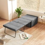 Lit pliant 60x190 cm matelas rembourr� housse polyester cadre en m�tal sans montage charge 120 kg gris ...