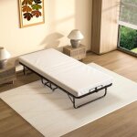 Lit pliant 80 x 190 cm avec matelas de 10cm, lit pliable 1 personne adulte pour cadre de lit en sommier ...