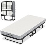 Tolletour lit pliant lit d'appoint 90x200cm invit - pliant avec 4 roulettes universelles + matelas, ...
