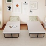 Lit pliant avec matelas lit d'appoint portable avec mousse � m�moire de forme et fil m�tallique avec ...