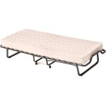 Goplus lit pliant � roulettes avec matelas 10cm - 200x90cm charge 130kg - � lattes en bois matelas en ...