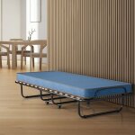Maisonchic - lit pliant sur roulettes 190 x 80 x 33 cm lit d'appoint avec matelas en mousse 6, 5 cm pour ...