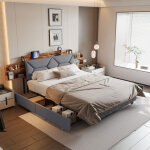 Lit coffre 160x200, lit 160x200 avec sommier, lit 160x200, lit rembourr� ergonomique avec t�te de lit ...