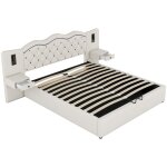 Gutent - lit rembourr� 180x200 cm, t�te de lit int�gr�e, m�canisme de levage hydraulique, avec port usb, ...