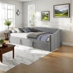 Lit rembourr canap - lit extensible 90 / 180200 cm avec sommier  lattes, lit multifonction en tissu ...