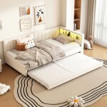 Lit repos 90x200cm canap - lit avec rangement, lit simple , usb / type - c, led, lit gigogne, sommier ...