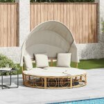 Vidaxl - lit de repos d'extérieur avec auvent et coussins résine tressée Vidaxl - lit de repos d'extérieur avec auvent et coussins résine tressée