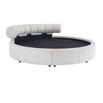 Lit rond 220 x 220 cm - tissu bouclette - blanc - rogila