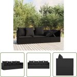 Lit de salon d'extérieur avec coussins noir résine tressée - chaise longue - lit de salon extérieur - ... Lit de salon d'extérieur avec coussins noir résine tressée - chaise longue - lit de salon extérieur - ...