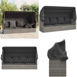 Vidaxl - lit de salon d'extrieur toit et coussins gris rsine tresse - lit de salon extrieur - chaise ...