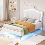 Fortuna lai - lit simple 90 x 200 cm - lit en cuir pu avec lampes led et sommier à lattes et tête de ... Fortuna lai - lit simple 90 x 200 cm - lit en cuir pu avec lampes led et sommier à lattes et tête de ...