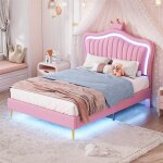 Fortuna lai - lit simple 90 x 200 cm - lit en cuir pu avec lampes led et sommier  lattes et tte de ...