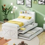 Hauss spole - lit simple 90x190 cm en bois avec 1 lit gigogne et 2 tiroirs coulissantes, tête de lit ... Hauss spole - lit simple 90x190 cm en bois avec 1 lit gigogne et 2 tiroirs coulissantes, tête de lit ...